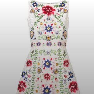 Alice + Olivia Lindsay Floral Embroidered Embellished Mini Dress